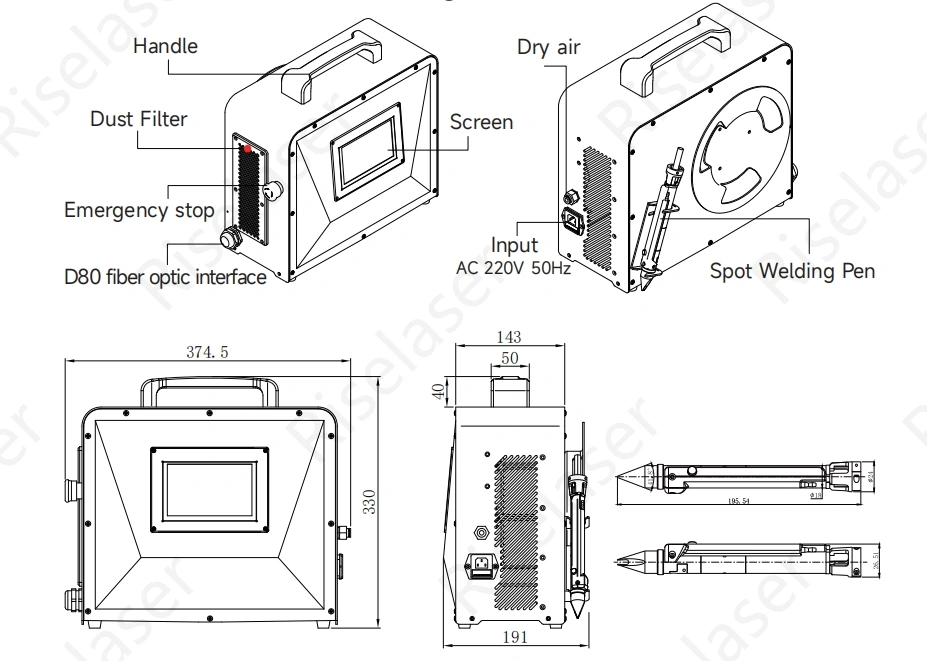QCW laser spot welder structure QCW laser spot welder structure